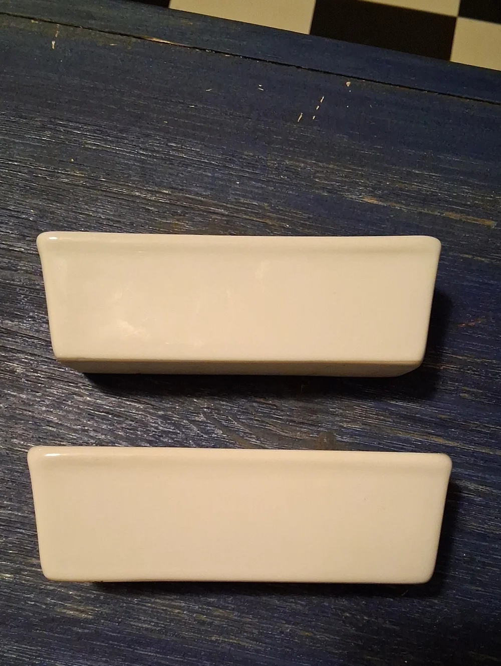 White Ceramic Rectangular Bathroom Dish - Set of 2